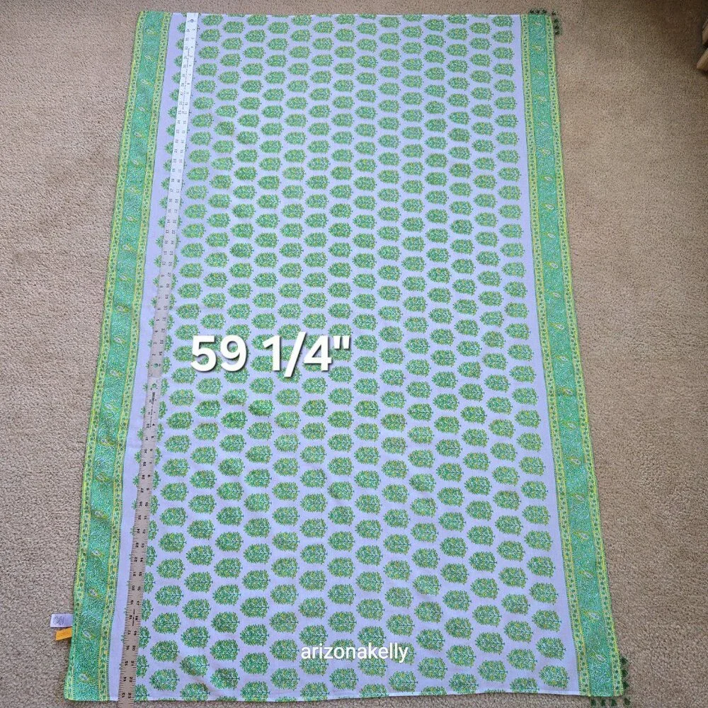 Calypso St. Barth Cotton Sarong Scarf Beads Green